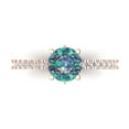 thumbnail image 1 of 1.465 ctw Solitaire with Zirconia Diamond Accents Anniversary Ring for Women | Round Cut Blue Moissanite | Hyperallergenic Solid 14K Rose Gold, 1 of 5