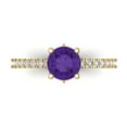 thumbnail image 1 of 1.465 ct Round Cut Natural Amethyst Solitaire with Accents Engagement Ring for Women in 18K Yellow Gold, 1 of 5