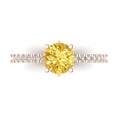 thumbnail image 1 of 1.465 ctw Solitaire with Zirconia Diamond Accents Anniversary Ring for Women | Round Cut Natural Citrine | Hyperallergenic Solid 14K Rose Gold, 1 of 5