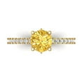 thumbnail image 1 of 1.465 ctw Solitaire with Zirconia Diamond Accents Anniversary Ring for Women | Round Cut Natural Citrine | Hyperallergenic Solid 18K Yellow Gold, 1 of 5
