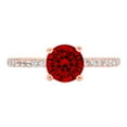 thumbnail image 1 of 1.465 ct Round Cut Natural Garnet Solitaire with Simulated Diamond Accents 14K Rose Gold Womens Engagement Ring, 1 of 5