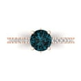 thumbnail image 1 of 1.465 ct Round Cut Natural London Blue Topaz Solitaire with Simulated Diamond Accents 18K Rose Gold Womens Engagement Ring, 1 of 5