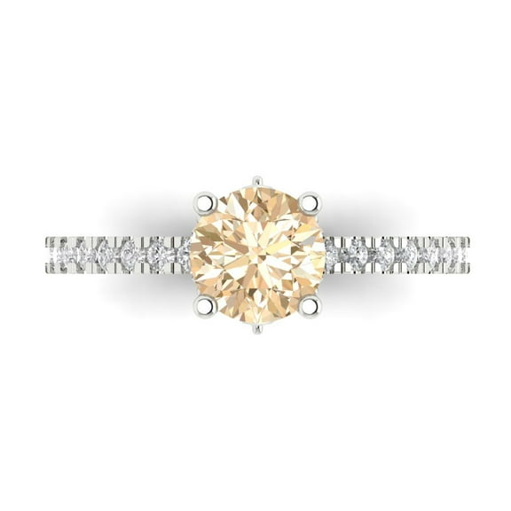 1.465 ct Round Cut Natural Morganite Solitaire with Accents Engagement Ring for Women in 14K White Gold