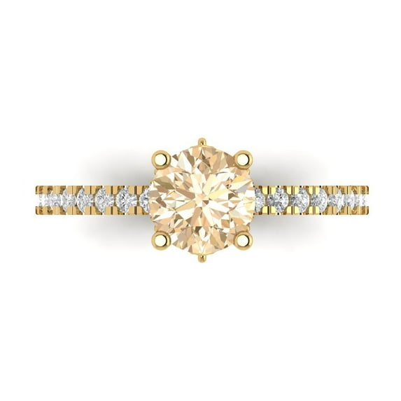 Clara Pucci 14K Yellow Gold 1.47ct Morganite Solitaire with Accents Ring