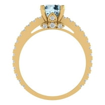 1.465 ct Round Cut Natural Sky Blue Topaz Solitaire with Accents Engagement Ring for Women in 18K Yellow Gold