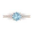 thumbnail image 1 of 1.465 ctw Solitaire with Zirconia Diamond Accents Anniversary Ring for Women | Round Cut Natural Sky Blue Topaz | Hyperallergenic Solid 14K Rose Gold, 1 of 5
