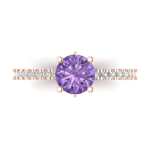 Clara Pucci 14K Rose Gold 1.47ct Alexandrite Solitaire with Accents Ring