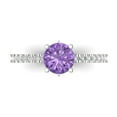 thumbnail image 1 of 1.465 ct Round Cut Simulated Alexandrite Solitaire with Accents Engagement Ring for Women in 18K White Gold, 1 of 5