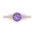 thumbnail image 1 of Clara Pucci 14K Rose Gold Solid Gold Alexandrite Solitaire with Accents Anniversary Ring for Women - 1.465 cttw Round Cut, 1 of 8