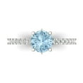 thumbnail image 1 of Clara Pucci 14K White Gold Solid Gold Blue Solitaire with Accents Anniversary Ring for Women - 1.465 cttw Round Cut, 1 of 8