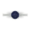 thumbnail image 1 of 1.465 ct Round Cut Simulated Blue Sapphire Solitaire with Simulated Diamond Accents 14K White Gold Womens Engagement Ring, 1 of 5