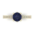 thumbnail image 1 of 1.465 ct Round Cut Simulated Blue Sapphire Solitaire with Simulated Diamond Accents 18K Yellow Gold Womens Engagement Ring, 1 of 5