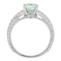 1.465 ct Round Cut Simulated Green Diamond Solitaire with Accents Engagement Ring for Women in 18K White Gold