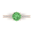 thumbnail image 1 of Clara Pucci 14K Rose Gold Solid Gold Green Solitaire with Accents Anniversary Ring for Women - 1.465 cttw Round Cut, 1 of 8