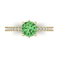 thumbnail image 1 of Clara Pucci 14K Yellow Gold Solid Gold Green Solitaire with Accents Anniversary Ring for Women - 1.465 cttw Round Cut, 1 of 8
