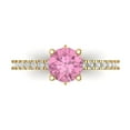 thumbnail image 1 of 1.465 ct Round Cut Simulated Pink Diamond Solitaire with Accents Engagement Ring for Women in 18K Yellow Gold, 1 of 5