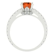 1.465 ct Round Cut Simulated Red Diamond Solitaire with Accents Engagement Ring for Women in 18K White Gold