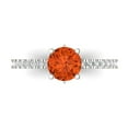 thumbnail image 1 of Clara Pucci 14K White Gold Solid Gold Red Solitaire with Accents Anniversary Ring for Women - 1.465 cttw Round Cut, 1 of 8