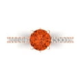 thumbnail image 1 of 1.465 ctw Solitaire with Zirconia Diamond Accents Anniversary Ring for Women | Round Cut Simulated Red Diamond | Hyperallergenic Solid 18K Rose Gold, 1 of 5