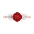 thumbnail image 1 of 1.465 ctw Solitaire with Zirconia Diamond Accents Anniversary Ring for Women | Round Cut Simulated Ruby | Hyperallergenic Solid 14K Rose Gold, 1 of 5