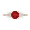 thumbnail image 1 of 1.465 ctw Solitaire with Zirconia Diamond Accents Anniversary Ring for Women | Round Cut Simulated Ruby | Hyperallergenic Solid 18K Rose Gold, 1 of 5