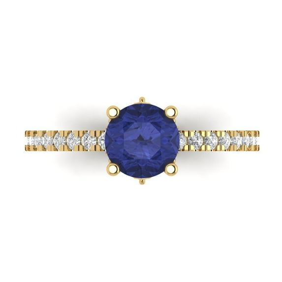 Clara Pucci 14K Yellow Gold 1.47ct Tanzanite Solitaire with Accents Ring