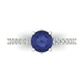 thumbnail image 1 of 1.465 ct Round Cut Simulated Tanzanite Solitaire with Accents Engagement Ring for Women in 18K White Gold, 1 of 5