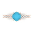 thumbnail image 1 of 1.465 ct Round Cut Simulated Turquoise Solitaire with Simulated Diamond Accents 14K Rose Gold Womens Engagement Ring, 1 of 5