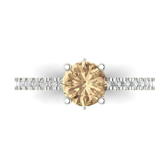 Clara Pucci 14K White Gold 1.47ct YellowMoissanite Solitaire with Accents