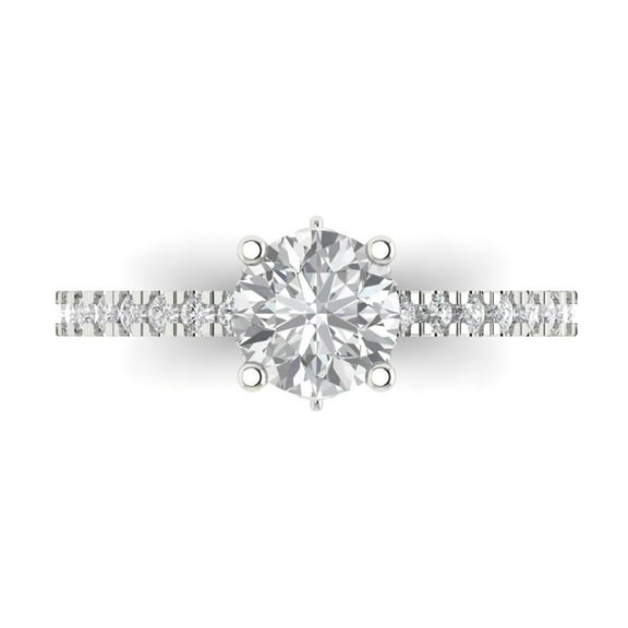 Solitaire with Accents Engagement Ring for Women - 1.465ct Moissanite in 18K White Gold Promise Ring