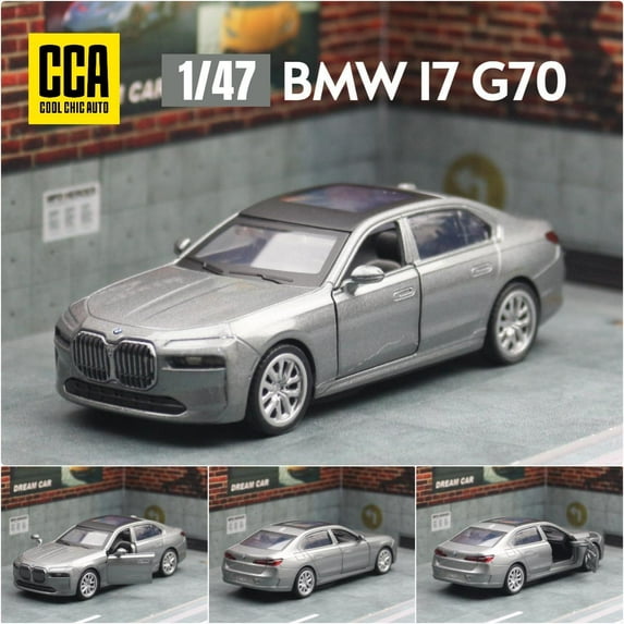 1/47 BMW I7 G70 Toy Car Model CCA Diecast Metal Miniature Pull Back Doors Openable Collection Gift for Boy Children Match Box