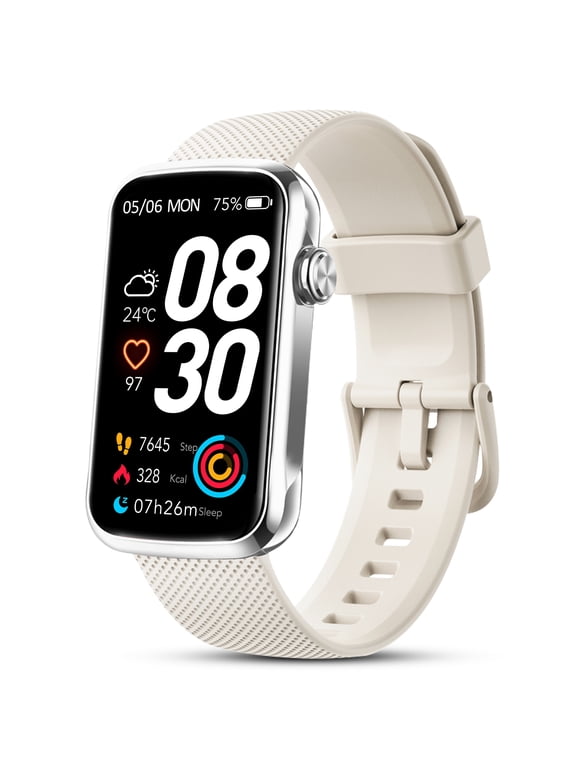 1.47" Fitness Tracker, Smartwatch for Women Men with Multiple Sport Modes Step Counter, Bluetooth Calls (Make/Answer), IP68 Waterproof, Fitness Tracker Compatible with Android and iPhone,White