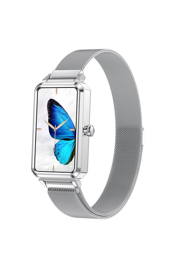 1.47 In Rectangular Smart Watch for Women Multi Sport Sleep Tracker Metal Frame