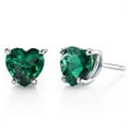 thumbnail image 1 of 1.47 ct Heart Shape Green Created Emerald Stud Earrings in 14K White Gold, 1 of 4