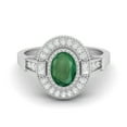 thumbnail image 1 of 1.48 Ctw Oval Shape Emerald 925 Sterling Silver Solitaire Halo Women Bridal Ring, 1 of 3
