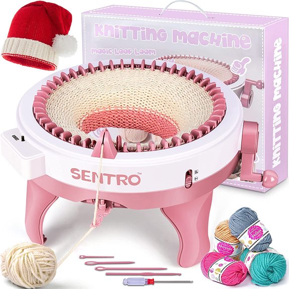 148 Needle Hand Knitting Machine Kit Compatible with Sentro, DIY Makes Scarves Hats Sweaters Socks, Ideal for Knitting Enthusiasts, Random Color Wool Yarn Knitting Craft Supplies