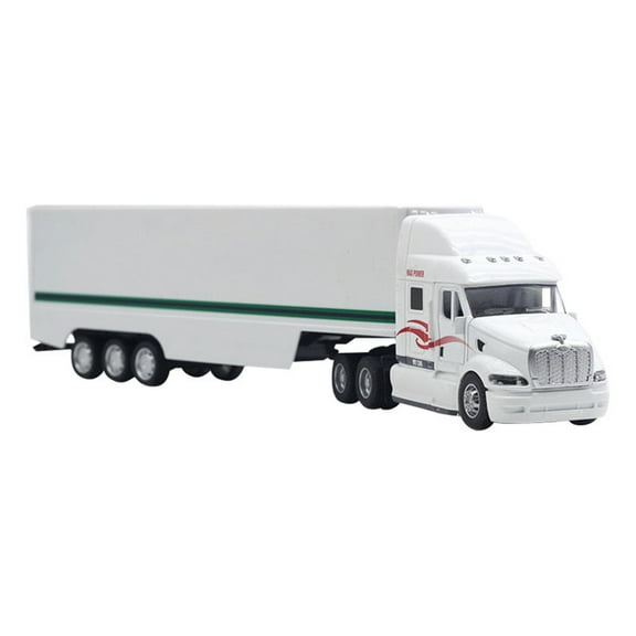 1:48 Scale Alloy Container Truck Model – Die-Cast Heavy Hauler with Sound & Light Effects – Toy Semi-Truck with Detachable Trailer for Display & Gift(Whtite)