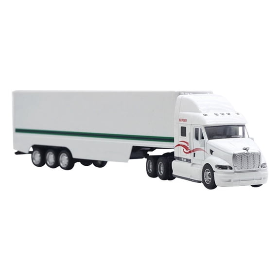 1:48 Scale Alloy Container Truck Model - Die-Cast Semi Truck Toy with Sound & Light Effects, Detachable Cargo Box, Steering Wheel & Opening Doors, Heavy Hauler Vehicle for Kids