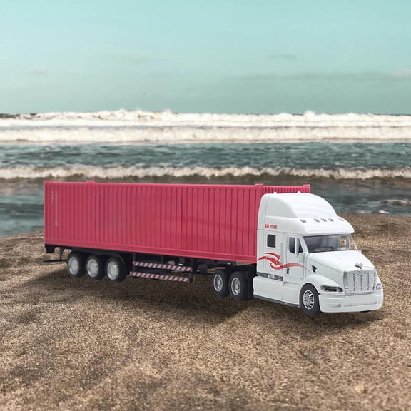 1:48 Scale Alloy Container Truck Model, Heavy Hauler Diecast Truck with Sound & Light Effects, Toy Vehicle for Collectors Display, 13.6 Inches