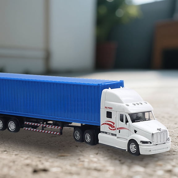 1:48 Scale Die-Cast Alloy Semi Truck with Sound & Lights - 32cm Heavy Hauler Container Model, Detachable Cargo & Display Stand for Adult Collectors (Color as Shown)