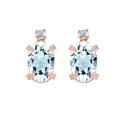 thumbnail image 1 of AFFY (1.48 cttw) Oval Cut Simulated Aquamarine & Round Cut White Natural Diamond Accent Solitaire Stud Earrings in 14k Rose Gold, 1 of 1