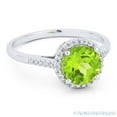 thumbnail image 1 of 1.48ct Round Brilliant Cut Peridot & Diamond Halo Promise Ring in 14k White Gold, 1 of 1
