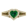 thumbnail image 1 of Halo Engagement Ring for Women - 1.49ct Simulated Emerald in 14K Yellow Gold Promise Ring, 1 of 8
