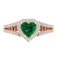 thumbnail image 1 of Halo Engagement Ring for Women - 1.49ct Simulated Emerald in 18K Rose Gold Promise Ring, 1 of 6