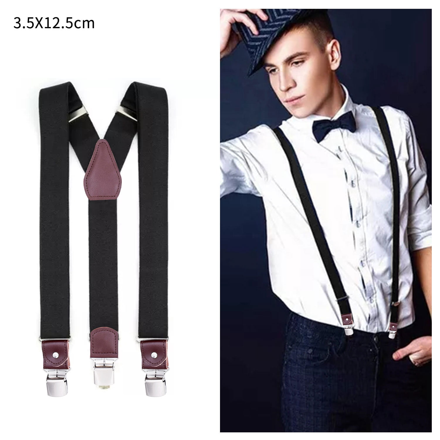 Men's Suspenders Straps YBack Adjustable Suspender Metal Clips Heavy