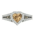 thumbnail image 1 of Halo Engagement Ring for Women - 1.49ct Simulated Champagne Diamond in 14K White Gold Promise Ring, 1 of 6