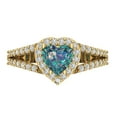 thumbnail image 1 of 1.49 ct Heart Cut Blue Moissanite with Simulated Diamond Halo Accents 14K Yellow Gold Womens Engagement Ring, 1 of 5