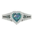 thumbnail image 1 of 1.49 ct Heart Cut Blue Moissanite with Simulated Diamond Halo Accents 18K White Gold Womens Engagement Ring, 1 of 5