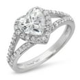 thumbnail image 1 of 1.49 ct Heart Cut Genuine Cultured Diamond SI1-SI2 J-K 14K White Gold Halo Promise Wedding Statement Engagement Designer Ring size 4.5, 1 of 7