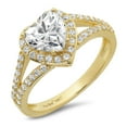 thumbnail image 1 of 1.49 ct Heart Cut Genuine Cultured Diamond VS1-VS2 I-J 18K Yellow Gold Halo Promise Wedding Statement Engagement Designer Ring size 10.5, 1 of 7